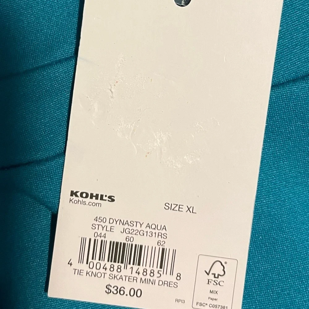 Sundress, SO brand, XL, tie front with removable padded top, turquoise color - Picture 4 of 4